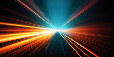 Fototapeta premium Neon Velocity: Urban Pulse of the Night. Speed light trails. Generative AI