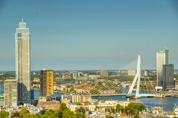 Papier Peint photo Pont Érasme Rotterdam skyline
