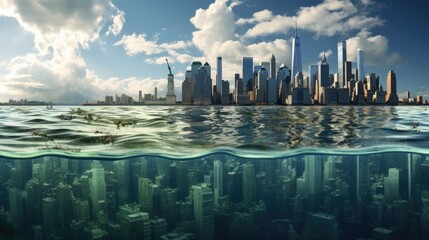 City under water global warming climate change