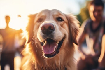 Primer plano de un perro sonriente y divertido. Bienestar animal. Cuidado de mascotas. 