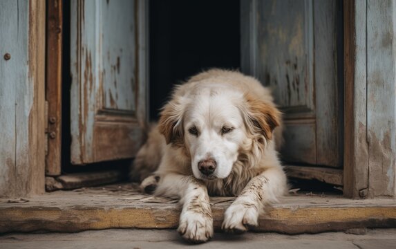 Perros con mirada triste abandonados esperando ser adoptados para una buena vida. Concepto abandono de animales.