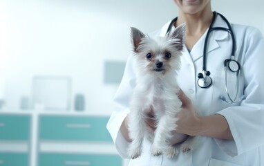 Precioso gato junto a un doctor de la clinica veterinaria. Concepto. Bienestar animal. 