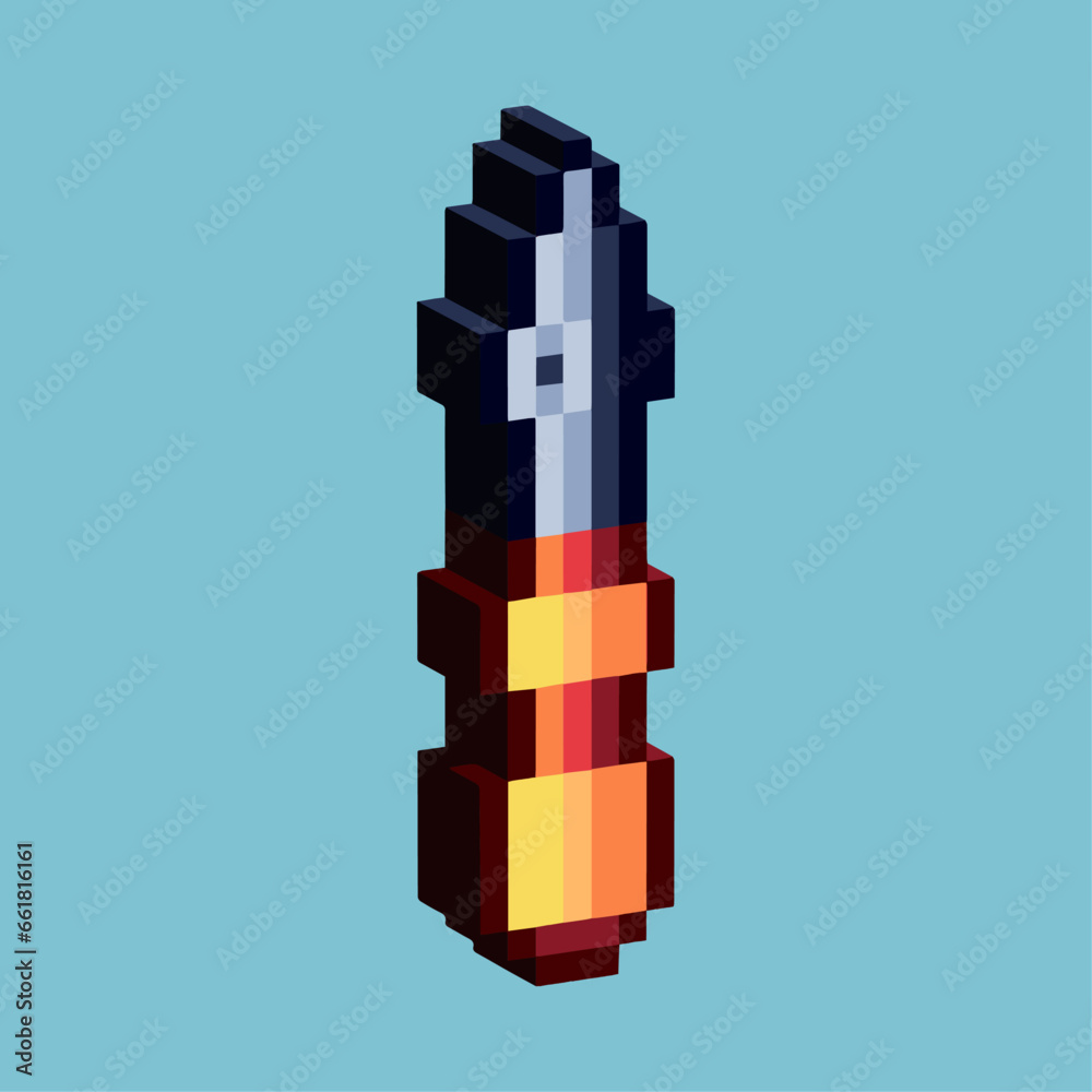 Poster isometric pixel art 3d of gold screwdriver for items asset. screwdriver on pixelated style.8bits per