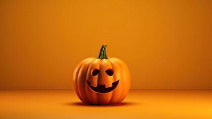 A Halloween pumpkin on a orange background.