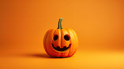 A Halloween pumpkin on a orange background.