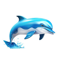 Dolphin Aqua breeze in 3D Cartoon on transparent background