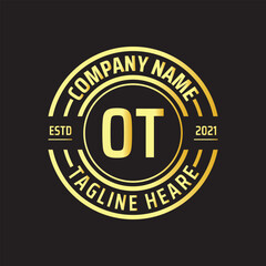 Professional simple Letter OT Circle Luxury Gold Color Vector Logo Template