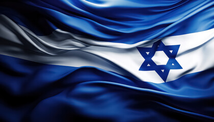 Flying Israeli flag close-up
