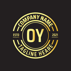 Professional simple Letter OY Circle Luxury Gold Color Vector Logo Template