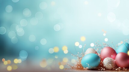 easter decoration, colorful easter eggs illustration background, ai generated