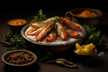 paella with seafood, generative ai