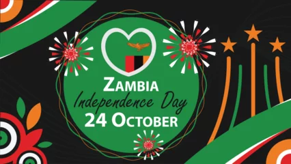 Foto op Aluminium Zambia Independence Day vector banner design. Happy Zambia Independence Day modern minimal graphic poster illustration. © Reabetswe