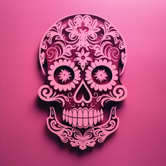 Day of the dead, pink skull, paper cut-outs