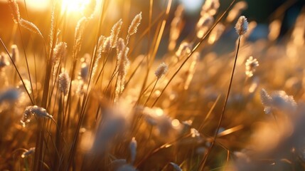 Wild grass on the field. Summer nature background