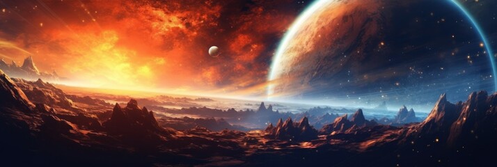 Space digital artwork. Surreal fantasy cosmos landscape