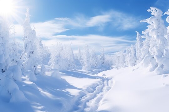 Winter beatifull landscape with snow
