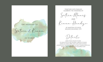 Naklejka na ściany i meble simple wedding invitation with abstract texture watercolor
