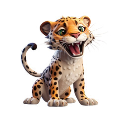 3D Cartoon of Misty Jaguar on transparent background