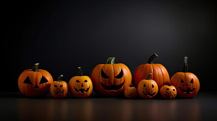Halloween pumpkins on a black background.