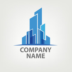 Stylizing city silhouette of skyline logo, isolate on the white background, logotype for consulting or realtors company