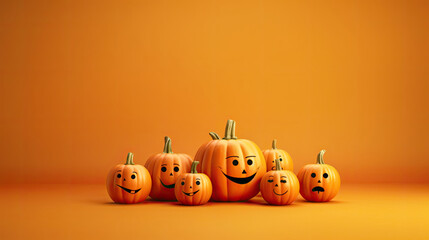 Halloween pumpkins on a orange background.