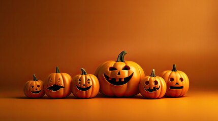 Halloween pumpkins on a orange background.