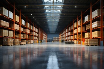 Fototapeta premium A vital logistics hub an empty warehouse for storage and distribution