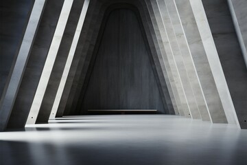 Obraz premium Abstract interior an empty concrete tunnel, a minimalist architectural space
