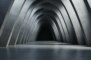 Abstract interior an empty concrete tunnel, a minimalist architectural space