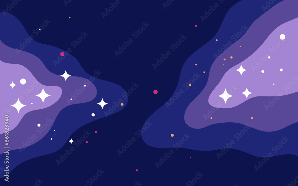 Sticker vector space background . cute flat style template with stars in outer space