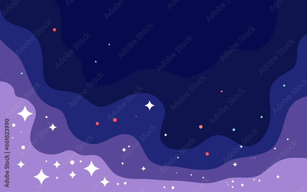 Sticker vector space background . cute flat style template with stars in outer space