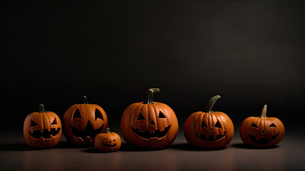 Halloween pumpkins on a light black background.