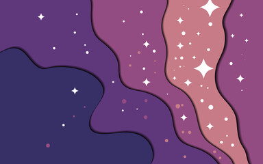 Vector space background . Cute flat style template with Stars in Outer space