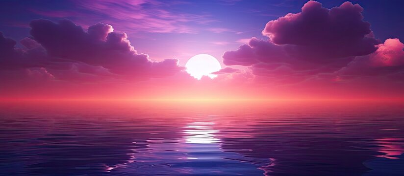 Minimalistic purple dreams meet the sunrise in a tranquil ocean view wallpaper With copyspace for text