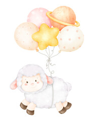 cute sheep and balloons