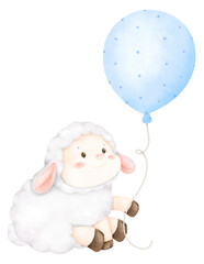 baby sheep and balloons