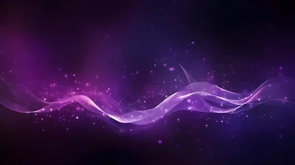  Digital purple particles wave and light abstract background with shining dots stars. © Planetz