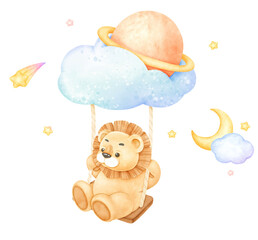 Lion in space galaxy