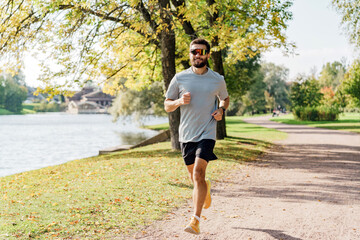 Interval cardio training sports man every day fitness. A confident and mentally strong man in...