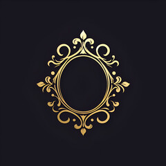 Vintage golden frame on black background 