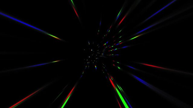 Star tunnel hyperloop with neon glow lights, sc-fi neon cyberpunk style. rgb split illuminate design with fly neon lines glow. Abstract cosmic vibrant color, very fast speed. Star warp. Hyperspace