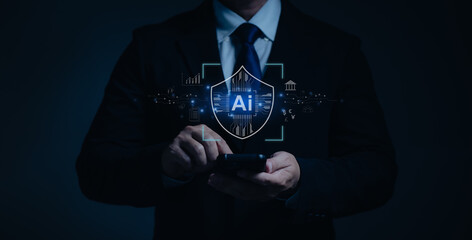 AI tech helps document management systems transfer data Secure data Search information using commands through AI chat system Chatbot command prompt generates something business, Protect documents data