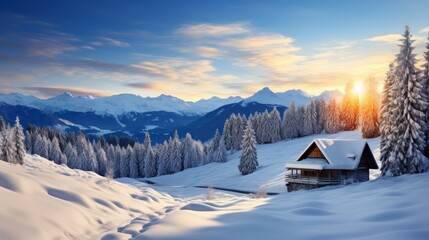 Stunning winter landscape. - obrazy, fototapety, plakaty