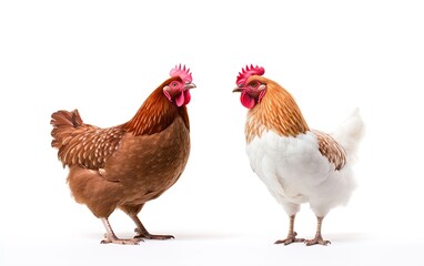 Fototapeta premium Brown hens. Great for stories about chickens, organic farming, poultry farming, homesteading, food supply, livestock and more. 