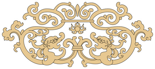 Luxury festive Chinese oriental traditional culture premium classical decoration red gold line art design vector illustration. Covers, greeting cards, logos, packaging, posters, backgrounds -Greeting 