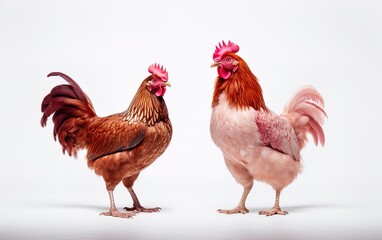 Fototapeta premium Brown hens. Great for stories about chickens, organic farming, poultry farming, homesteading, food supply, livestock and more. 