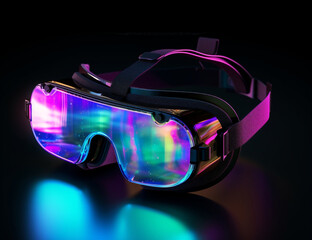 Headset 3d neon digital gamer goggles virtual modern device light technology reality