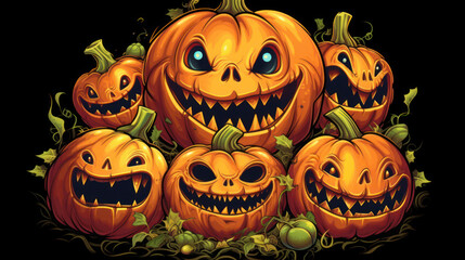 Illustration of a halloween pumpkins in orange colours