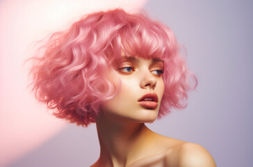 Obraz premium Portrait of a young woman with a wig