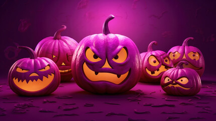 Illustration of a halloween pumpkins in magenta colours